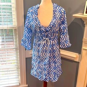 Mud pie blue and white swimsuit cover